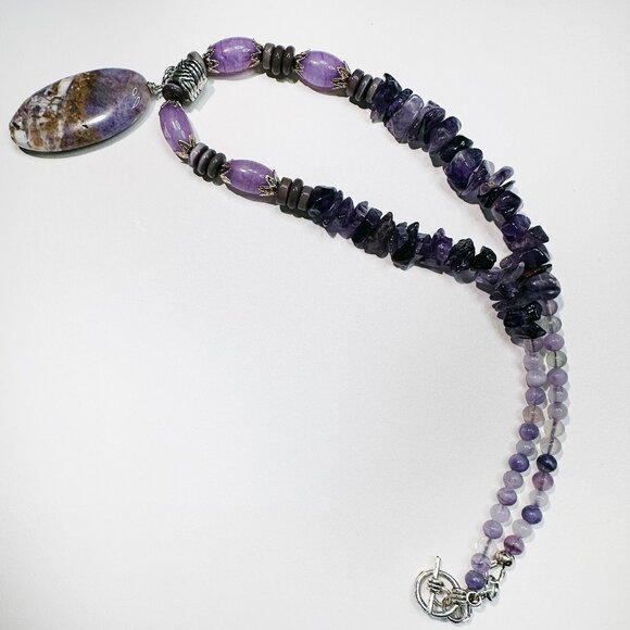 NEW - Handmade - Genuine Amethyst with Glass & Metal Accents - Picture 8 of 10